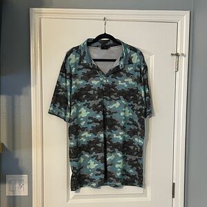 Sunday Swagger Men’s Polo Shirt – 2XL – Blue Camo – Performance Stretch